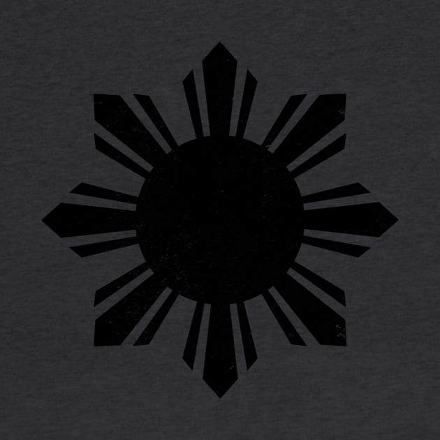 Filipino Vintage Philippines Sun Black Flag by BANWA